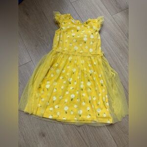 Hanna Andersson yellow tulle daisy dress size 6-7 120cm